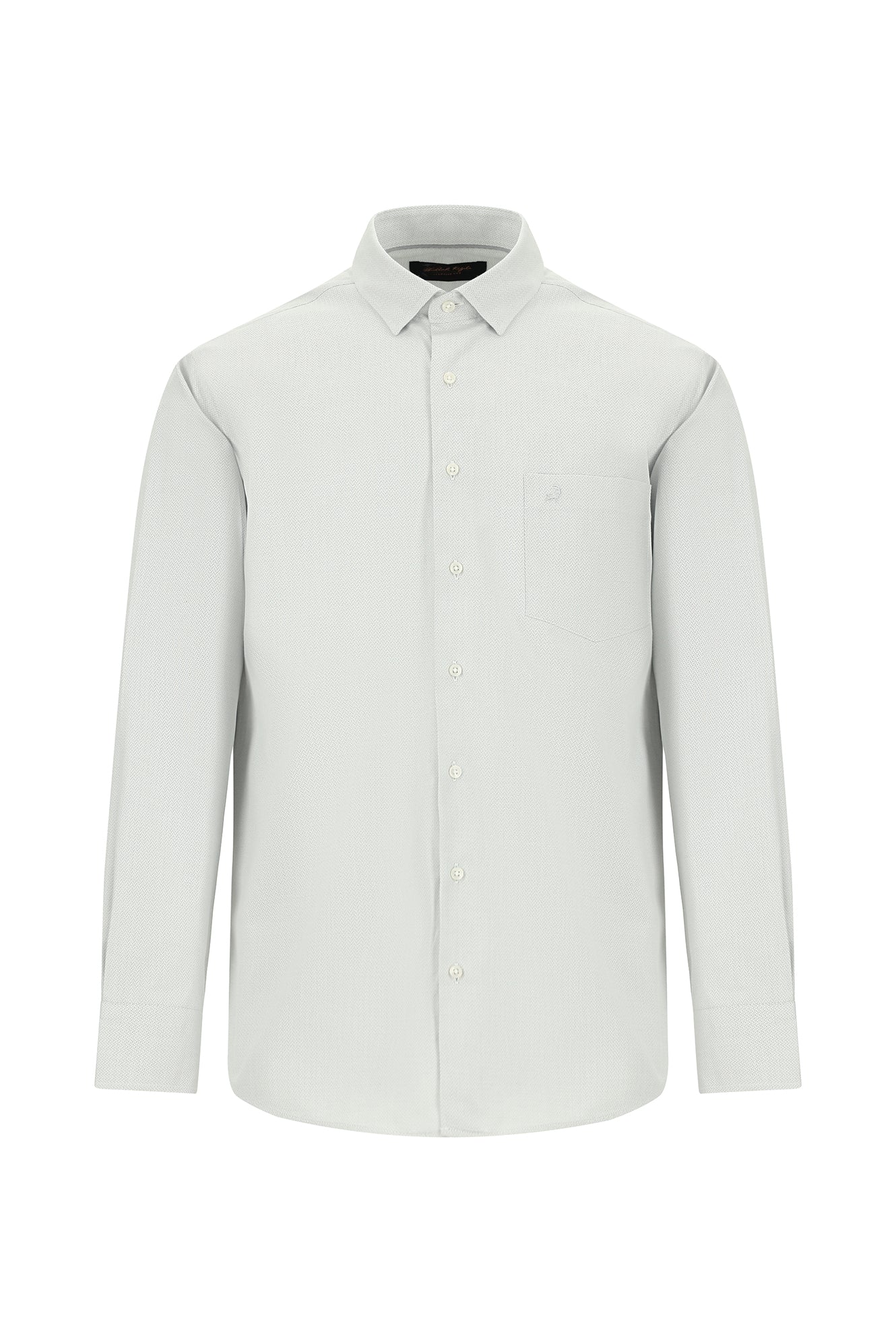 Açık Gri Uzun Kol Regular Fit Desenli Pamuk Gömlek