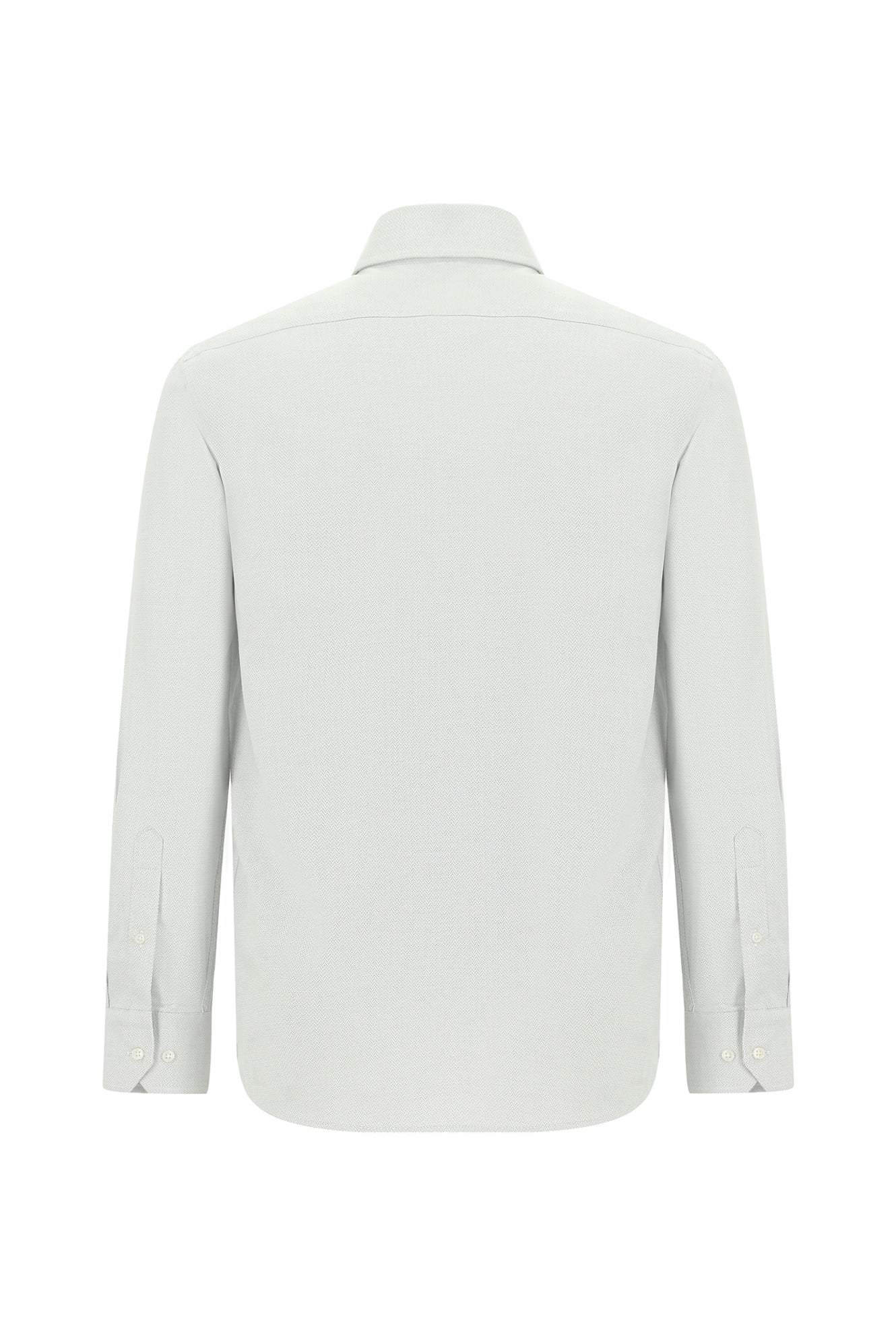 Açık Gri Uzun Kol Regular Fit Desenli Pamuk Gömlek