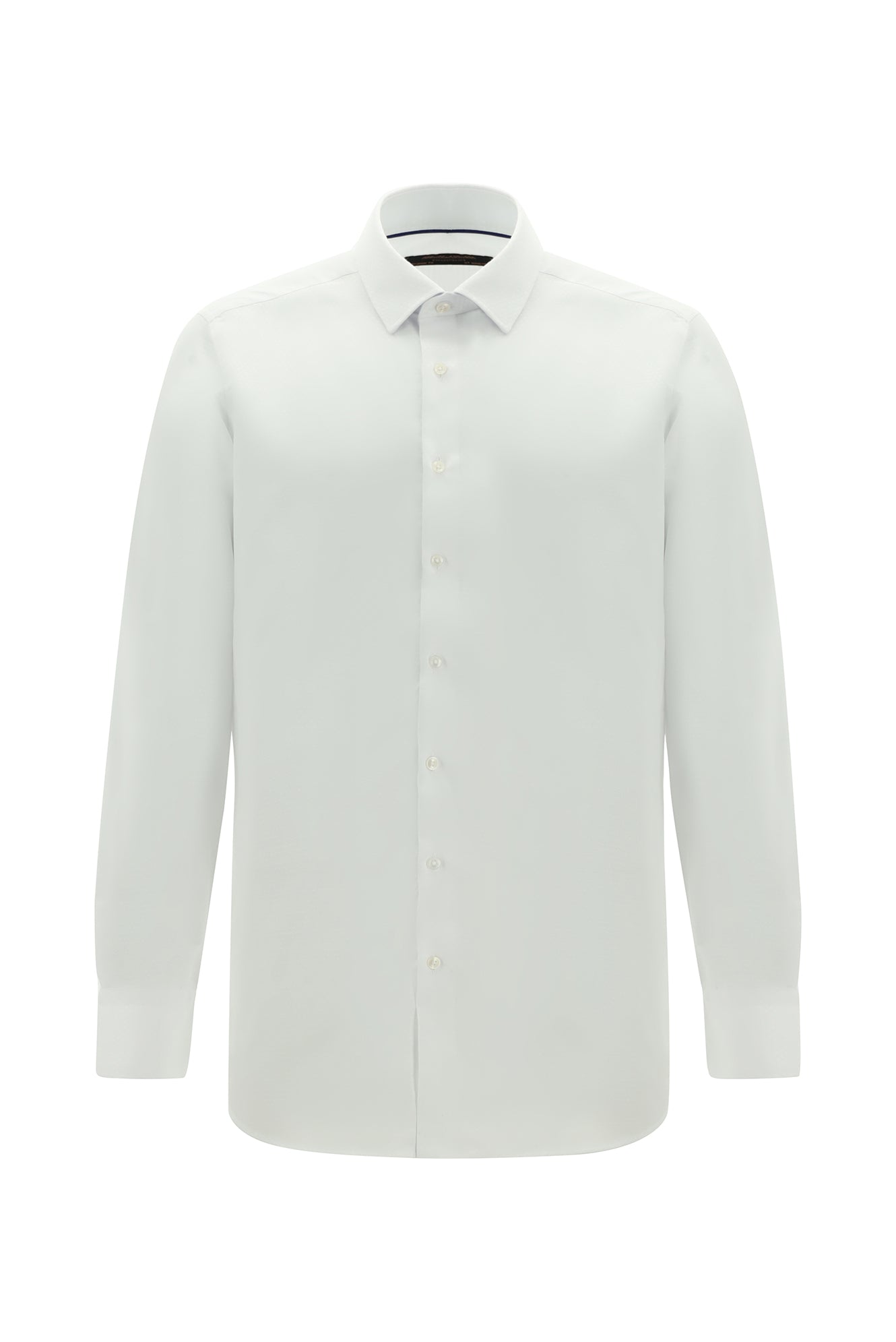 Beyaz Uzun Kol Klasik Desenli Pamuk Gömlek