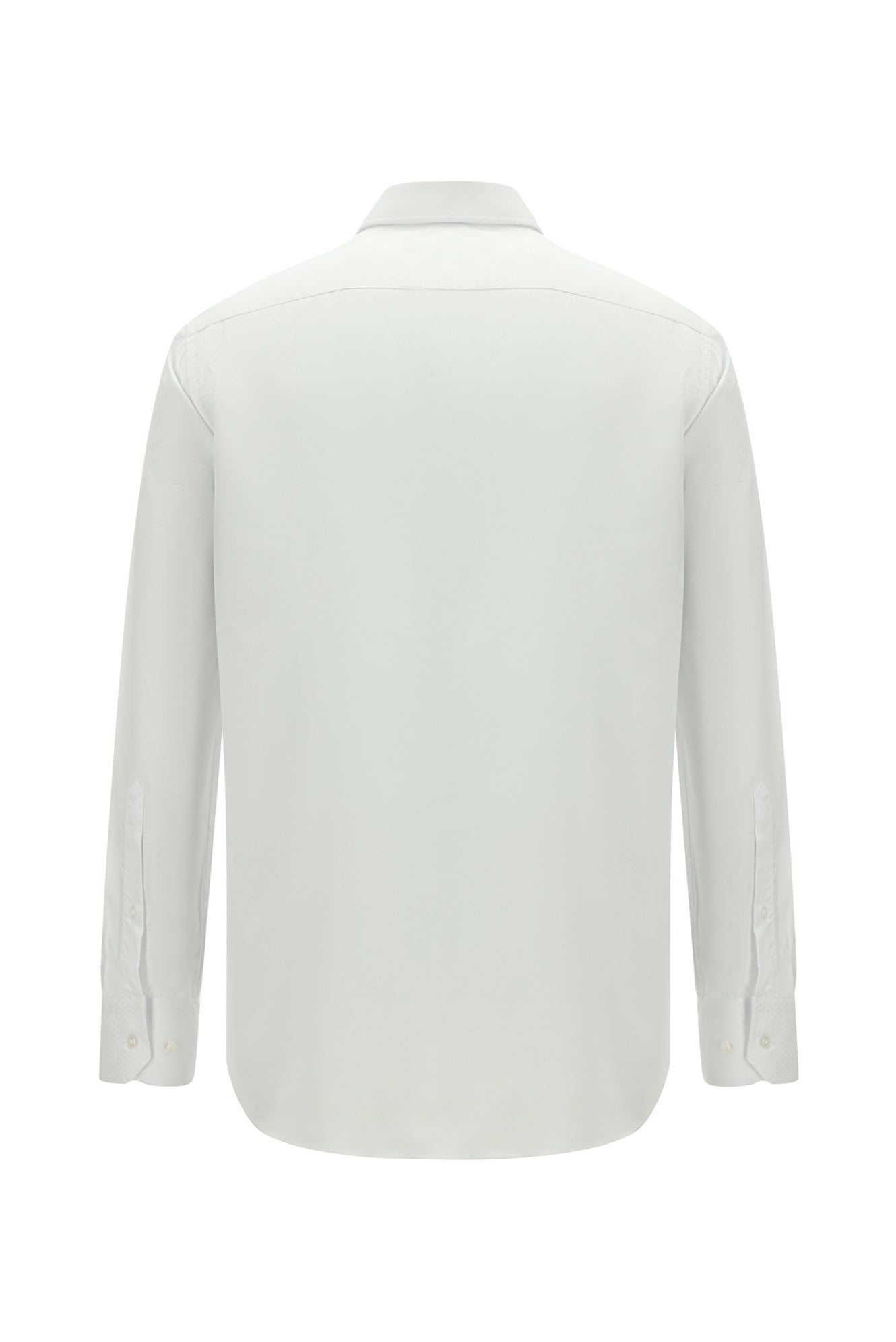 Beyaz Uzun Kol Klasik Desenli Pamuk Gömlek