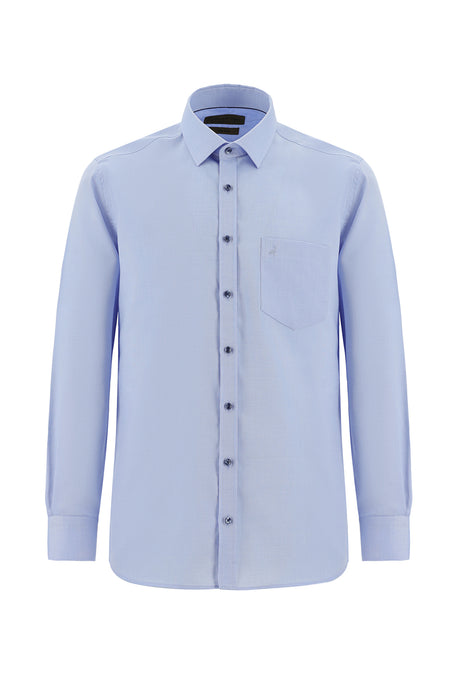 Mavi Uzun Kol Non Iron Oxford Klasik Pamuk Gömlek
