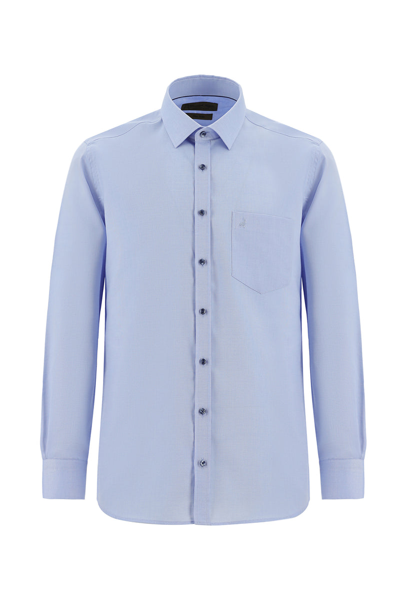 Mavi Uzun Kol Non Iron Oxford Klasik Pamuk Gömlek