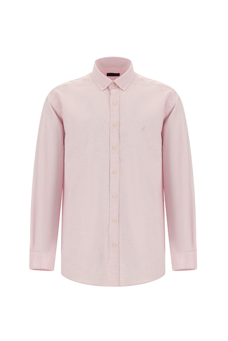 Pembe Uzun Kol Regular Fit Oxford Pamuk Gömlek