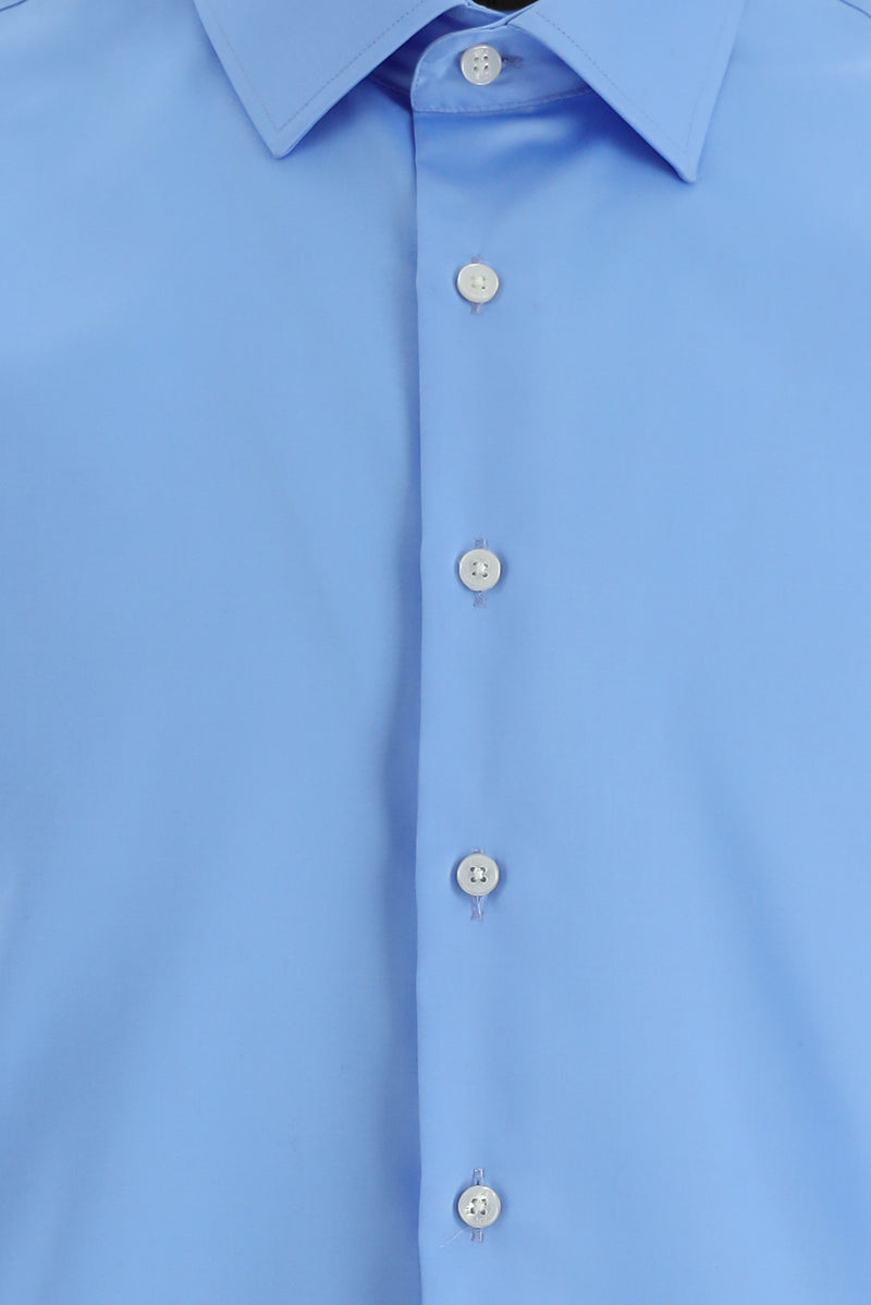 Aqua Mavisi Uzun Kol Slim Fit Dar Kesim Klasik Non Iron Saten Pamuk Gömlek