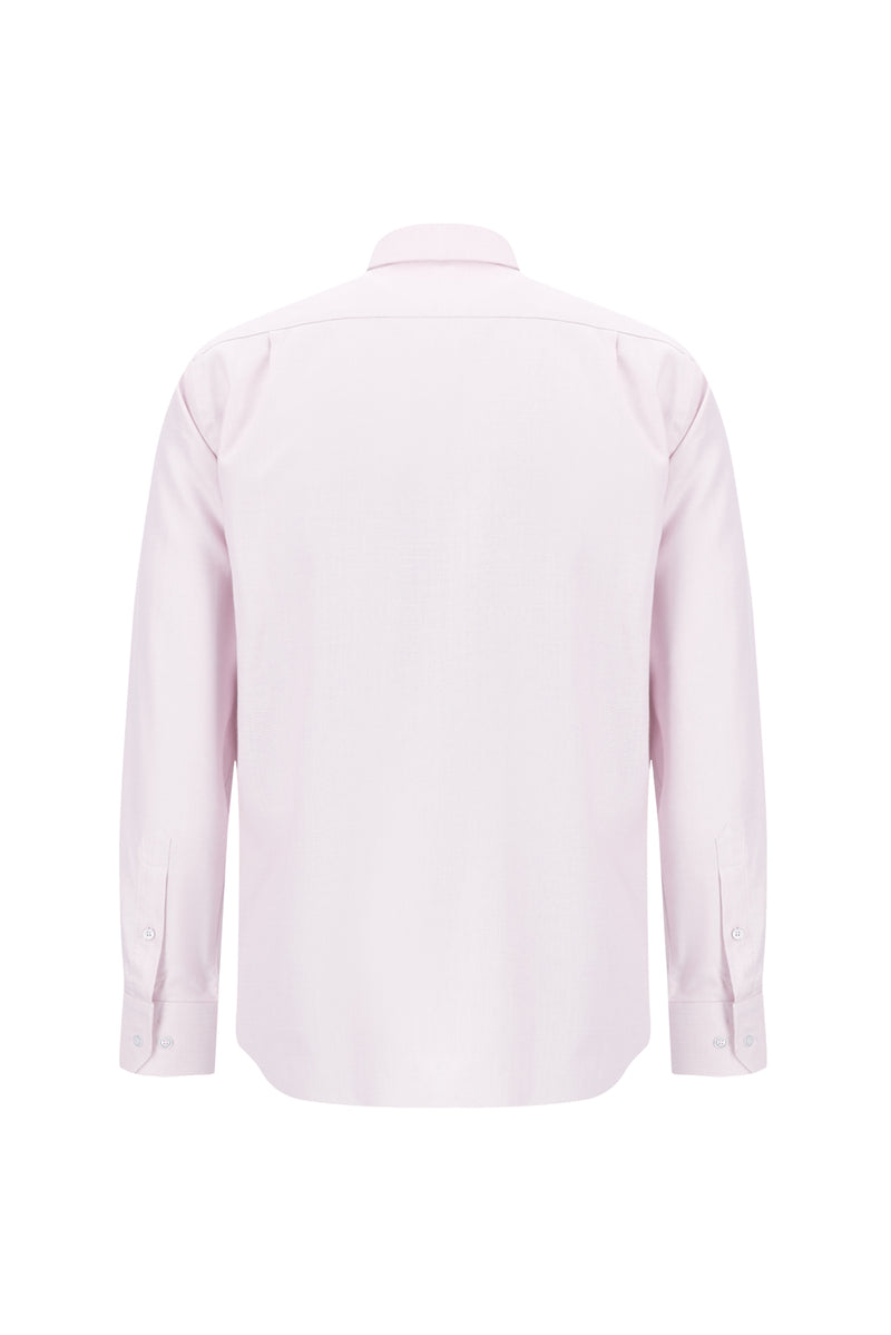 Toz Pembe Uzun Kol Slim Fit Dar Kesim Klasik Non Iron Saten Pamuk Gömlek