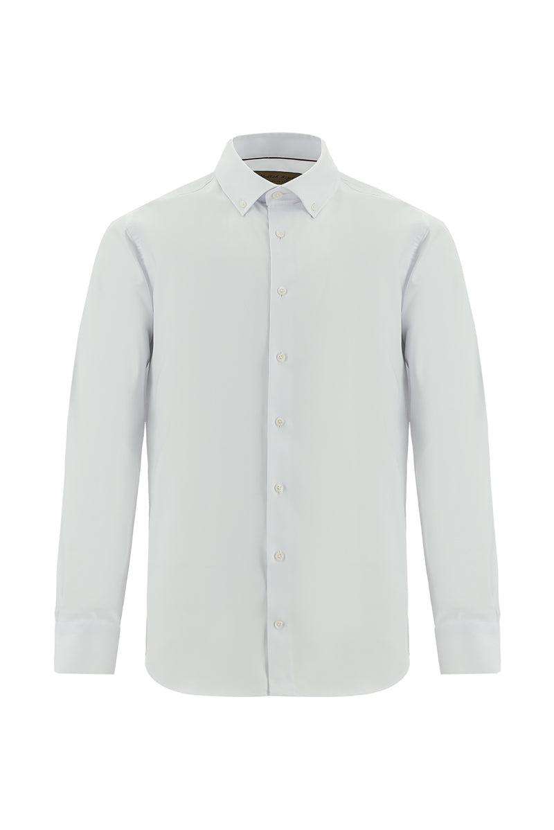 Beyaz Uzun Kol Slim Fit Dar Kesim Non Iron Oxford Pamuk Gömlek