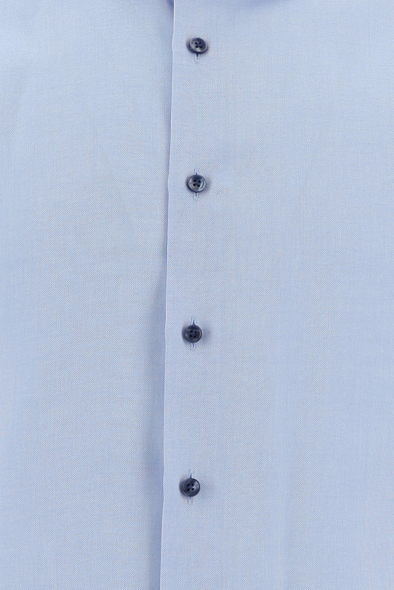Mavi Uzun Kol Slim Fit Dar Kesim Non Iron Oxford Klasik Pamuk Gömlek