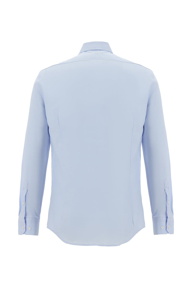 Açık Mavi Uzun Kol Slim Fit Dar Kesim Non Iron Oxford Pamuk Gömlek