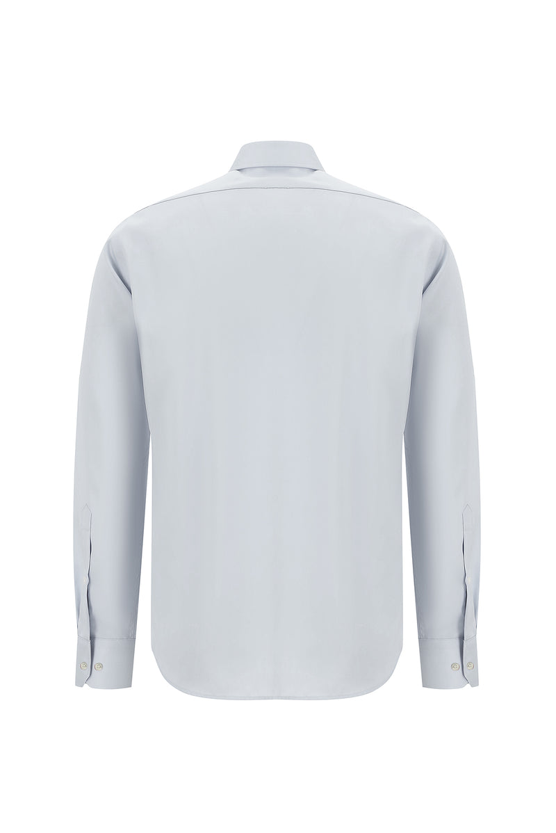 Orta Gri Uzun Kol Slim Fit Dar Kesim Non Iron Klasik Saten Pamuk Gömlek