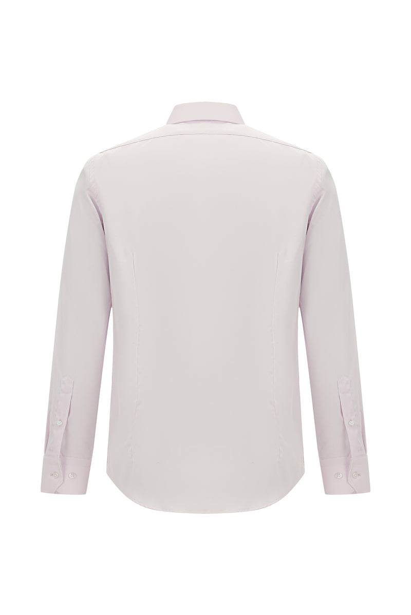 Toz Pembe Uzun Kol Slim Fit Dar Kesim Non Iron Klasik Saten Pamuk Gömlek