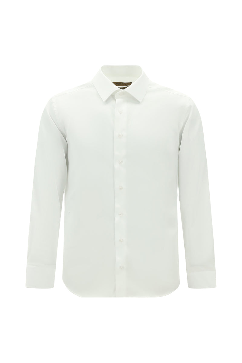 Beyaz Uzun Kol Slim Fit Dar Kesim Non Iron Klasik Pamuk Gömlek