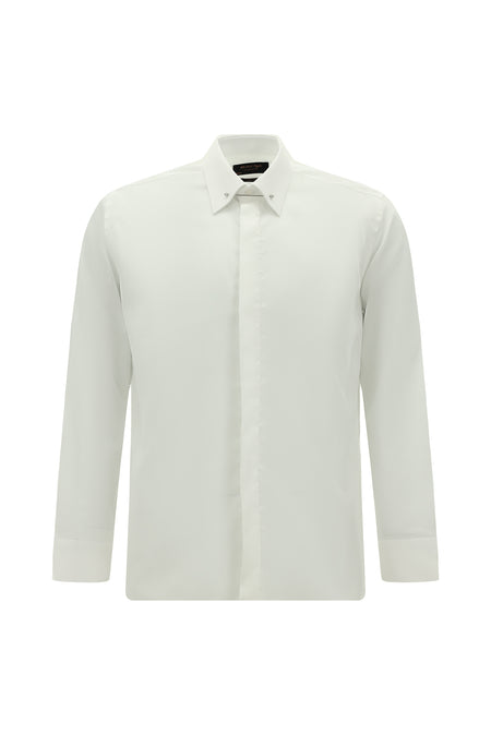 Beyaz Uzun Kol Slim Fit Dar Kesim Klasik Non Iron Saten Pamuk Gömlek