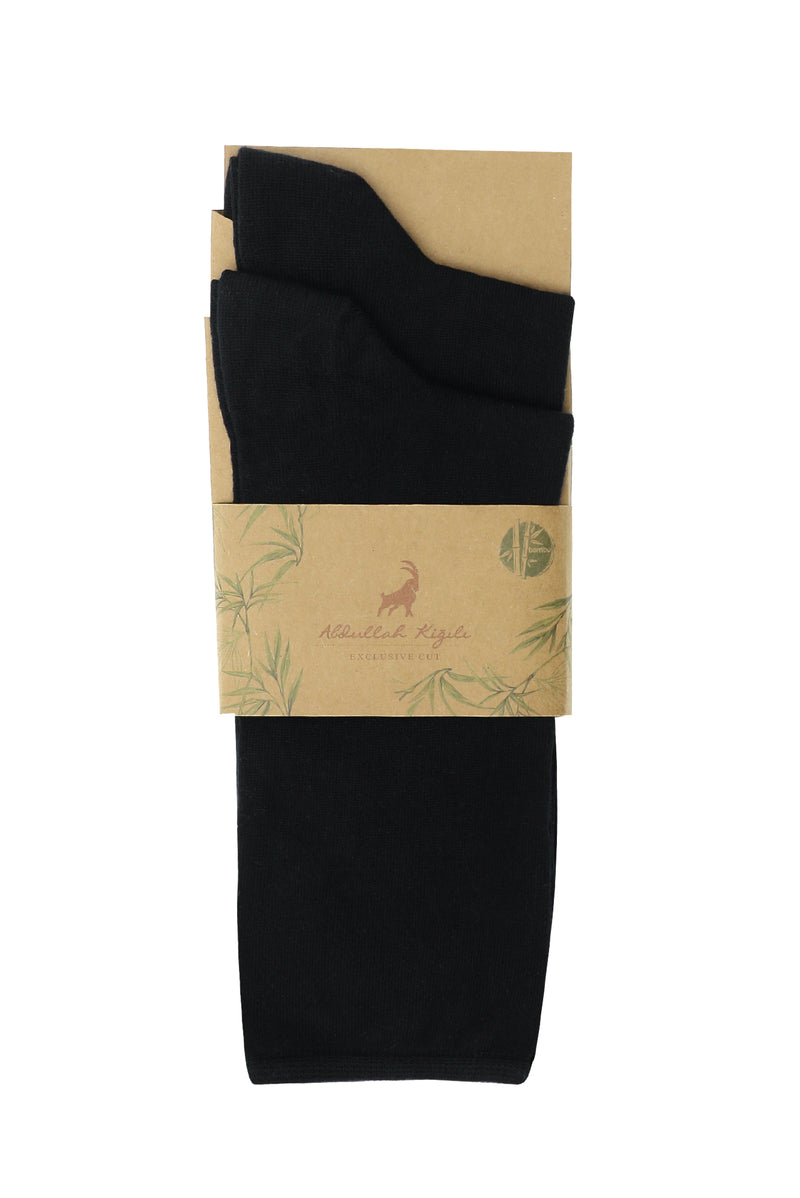 Siyah 2li Düz Bambu Çorap