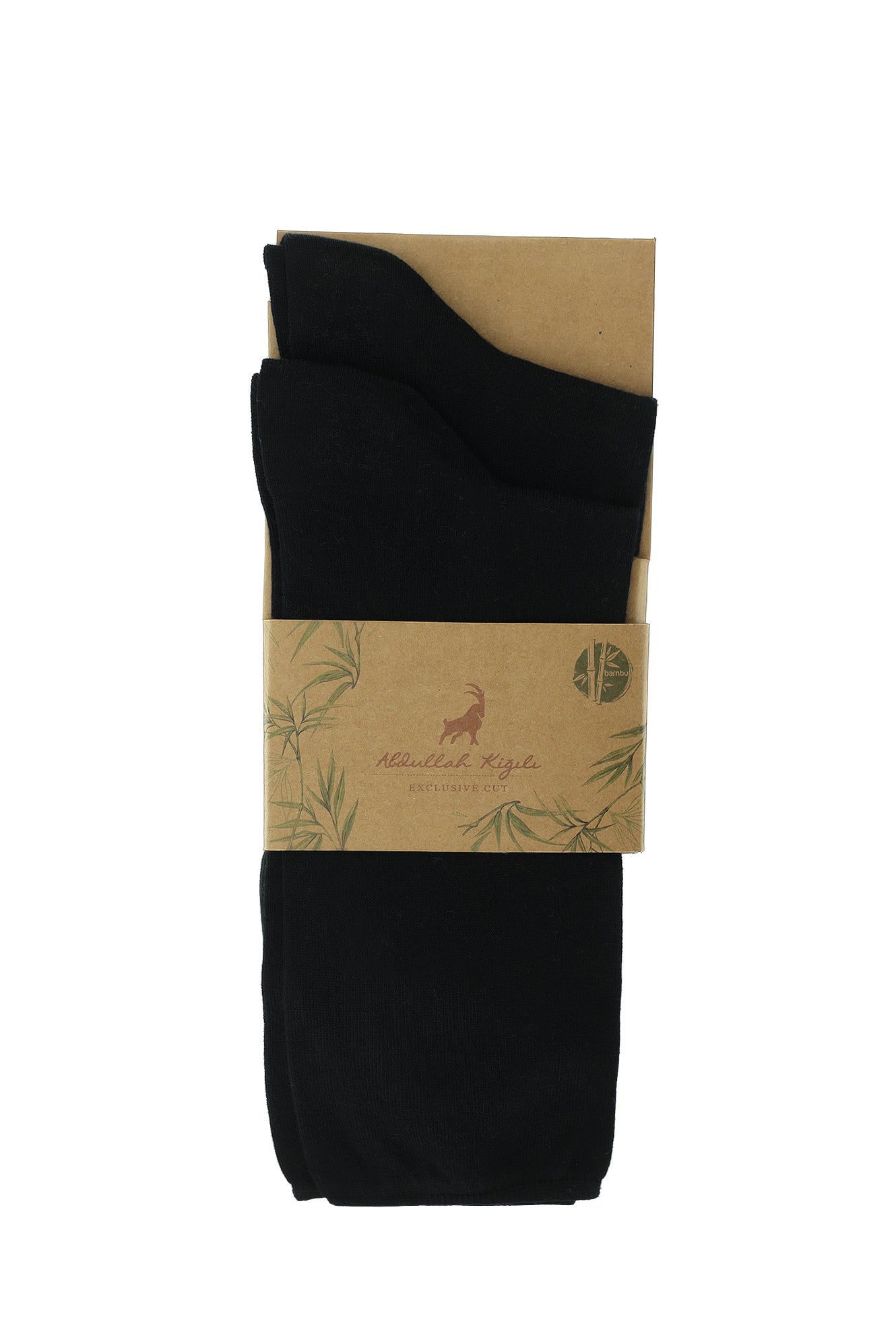 Siyah 2'li Düz Bambu Karışımlı Lastiksiz Çorap Seti