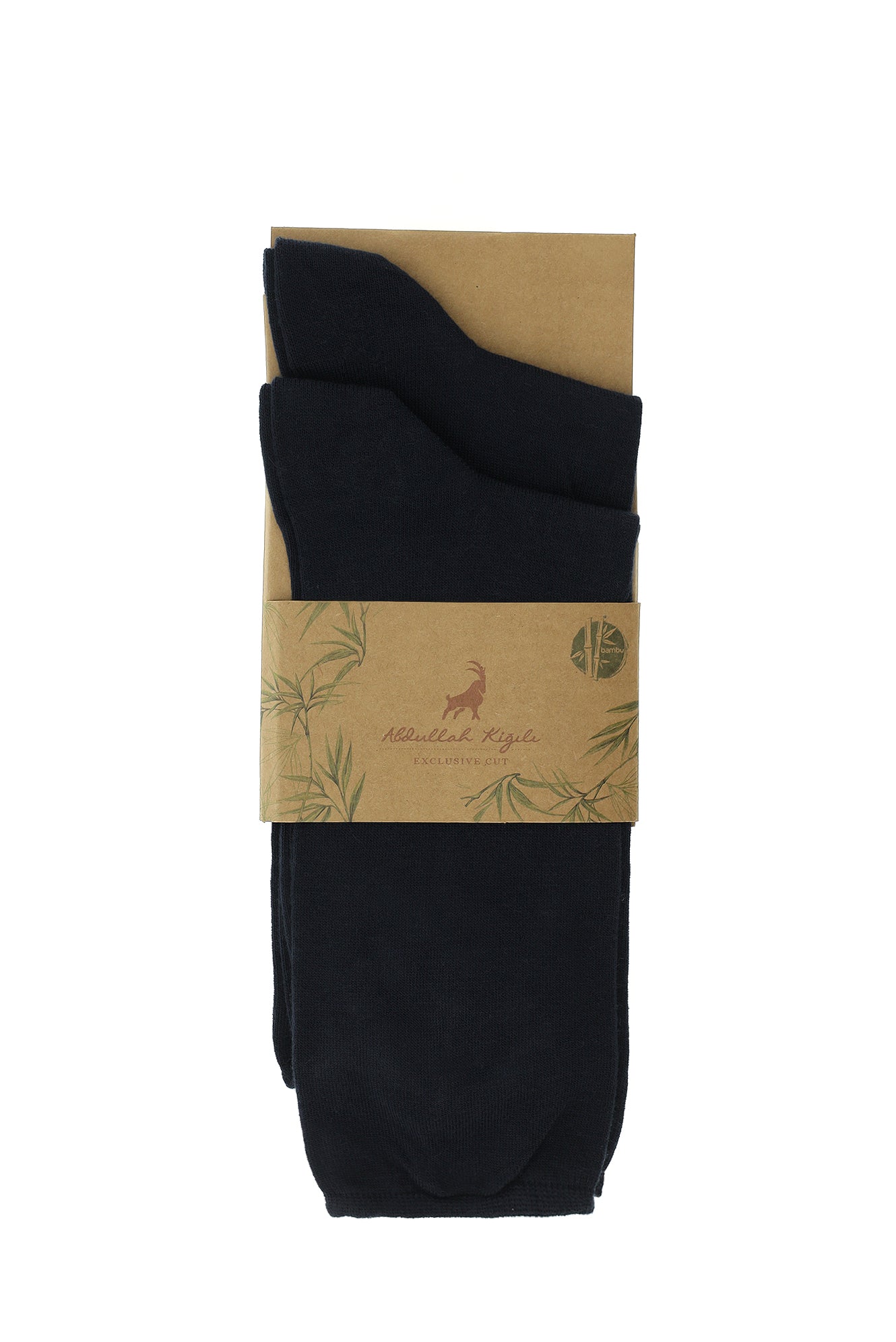 Lacivert 2'li Düz Bambu Karışımlı Lastiksiz Çorap Seti