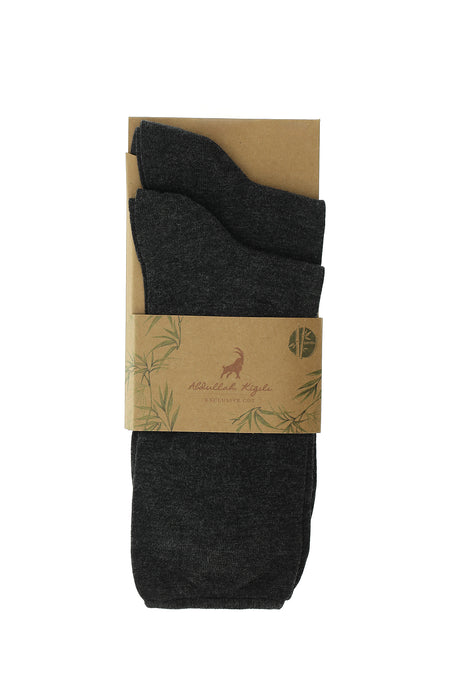 Açık Antrasit Melanj 2li Düz Bambu Çorap