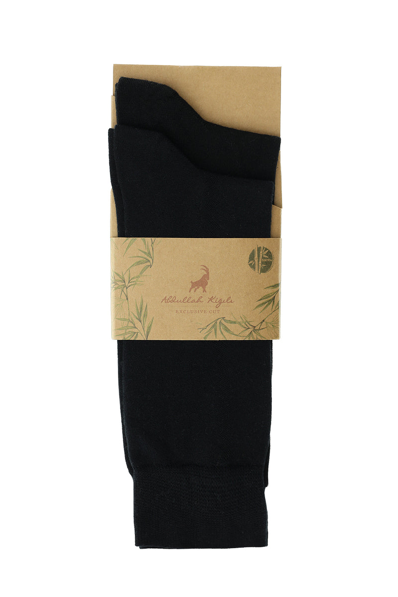 Siyah 2'li Desenli Bambu Karışımlı Çorap Seti