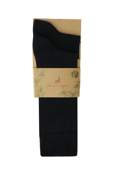 Siyah 2'li Desenli Bambu Karışımlı Çorap Seti