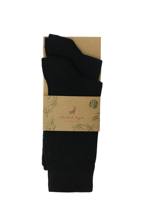 Siyah 2'li Desenli Bambu Karışımlı Çorap Seti