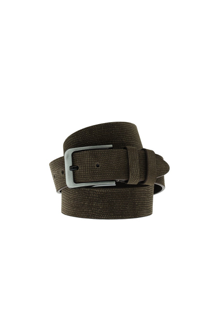 Koyu Vizon Desenli Spor Deri Kemer