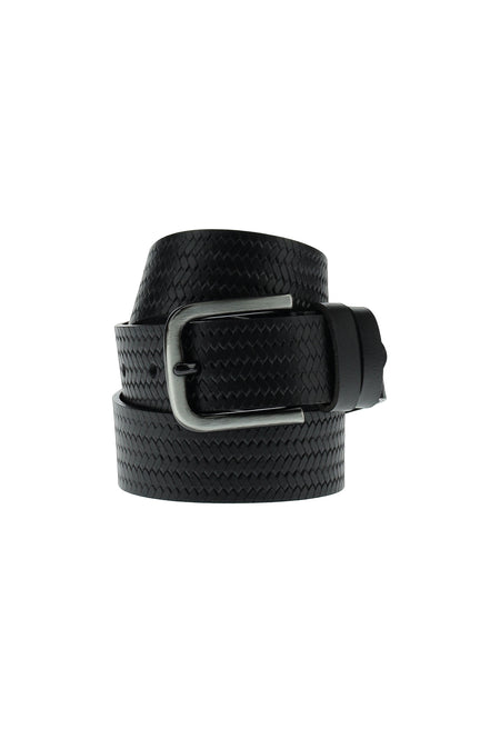 Siyah Spor Desenli Deri Kemer