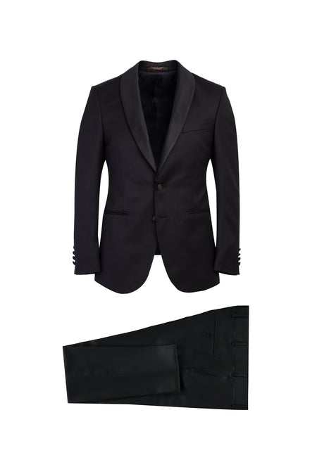 Siyah Slim Fit Dar Kesim Şal Yaka Smokin & Damatlık