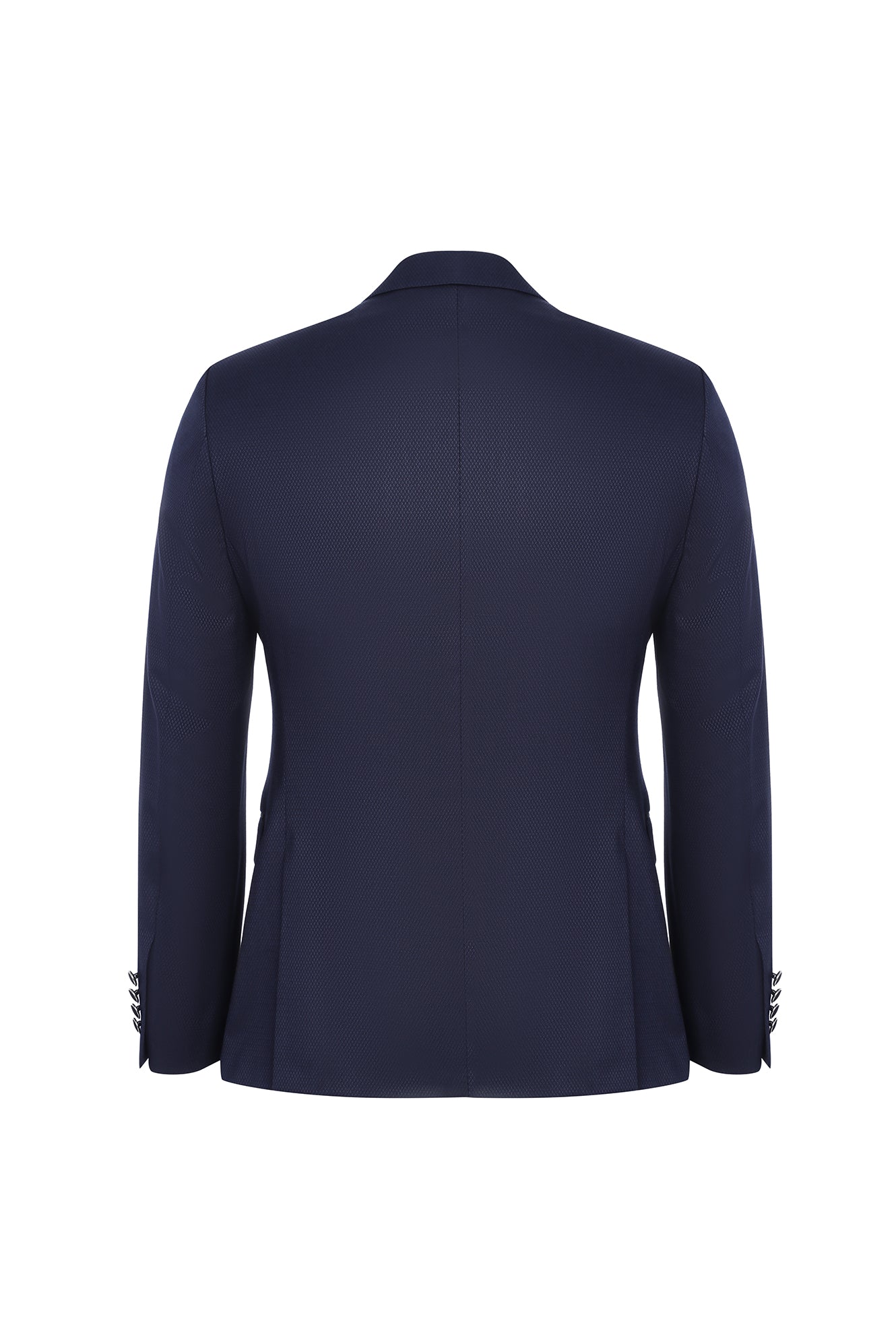 Koyu Lacivert Slim Fit Dar Kesim Mono Yaka Yünlü Smokin & Damatlık