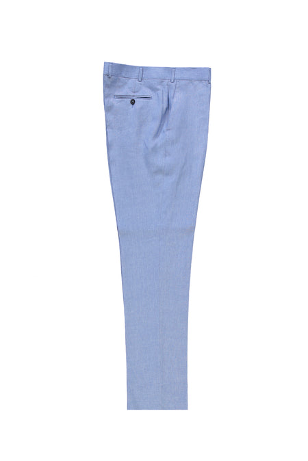 Açık Mavi Regular Fit Klasik Keten Kumaş Pantolon