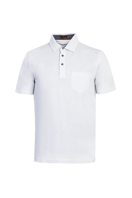 Beyaz Polo Yaka Regular Fit Merserize Pamuk T-shirt