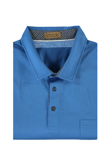 Kobalt Mavi Büyük Beden Polo Yaka Pamuk T-shirt