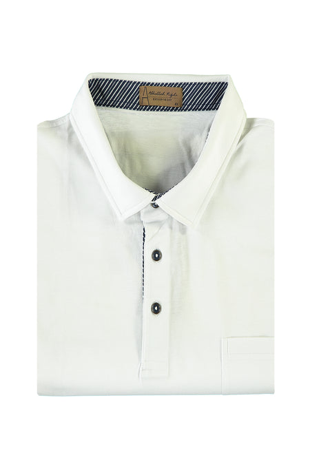 Beyaz Büyük Beden Polo Yaka T-shirt