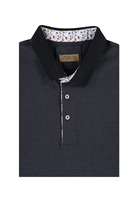 Siyah Büyük Beden Polo Yaka Pamuk T-shirt