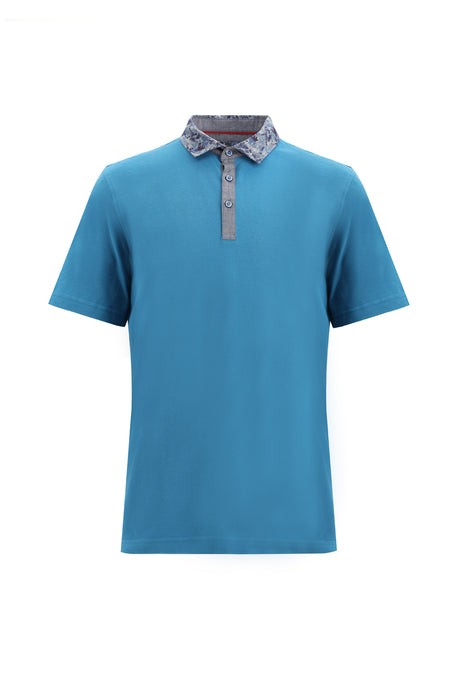 Orta Petrol Polo Yaka Regular Fit Pamuk T-shirt