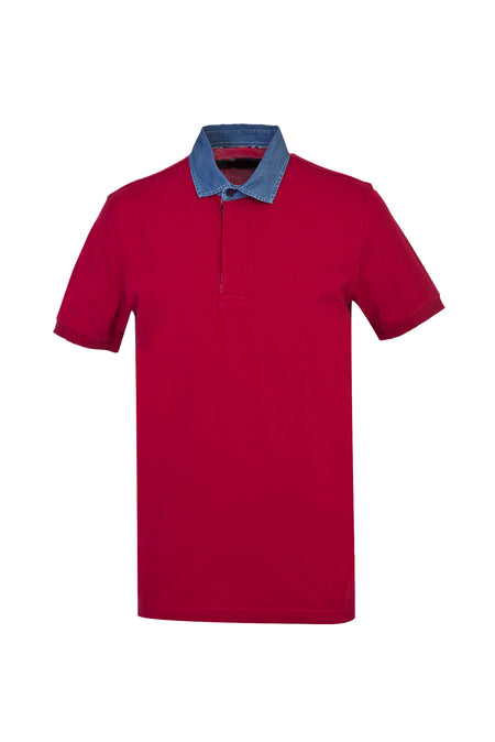Kırmızı Polo Yaka Regular Fit Pamuk T-shirt