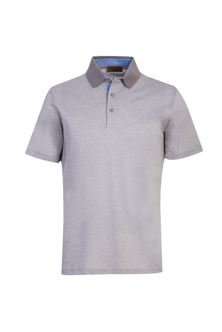 Orta Füme Polo Yaka Regular Fit Desenli Pamuk T-shirt