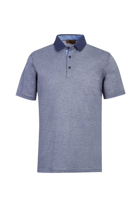 Orta Lacivert Polo Yaka Regular Fit Desenli Pamuk T-shirt