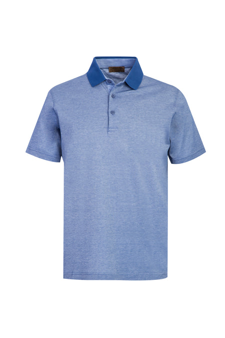 Koyu Mavi Polo Yaka Regular Fit Desenli Pamuk T-shirt