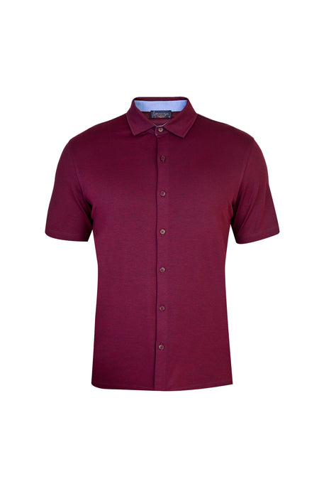 Koyu Bordo Yarım İtalyan Yaka Regular Fit Gömlek T-shirt
