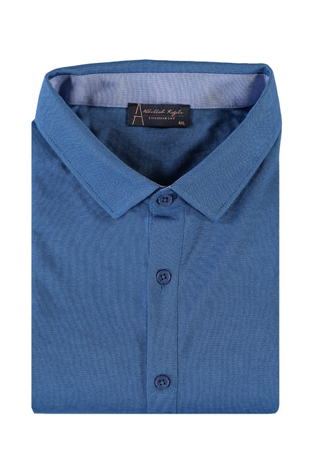 Mavi Büyük Beden Polo Yaka Gömlek Model T-shirt