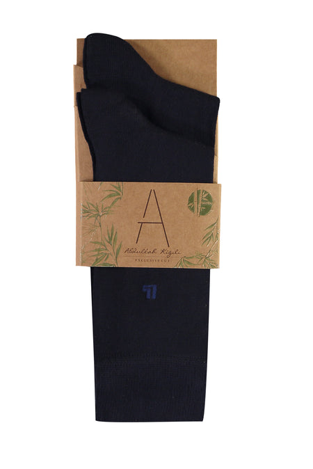 Orta Lacivert 2'li Bambu Çorap Seti