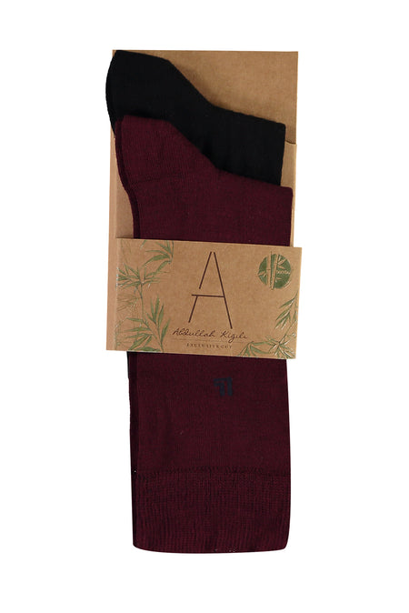 Şarap Bordo 2'li Bambu Çorap Seti