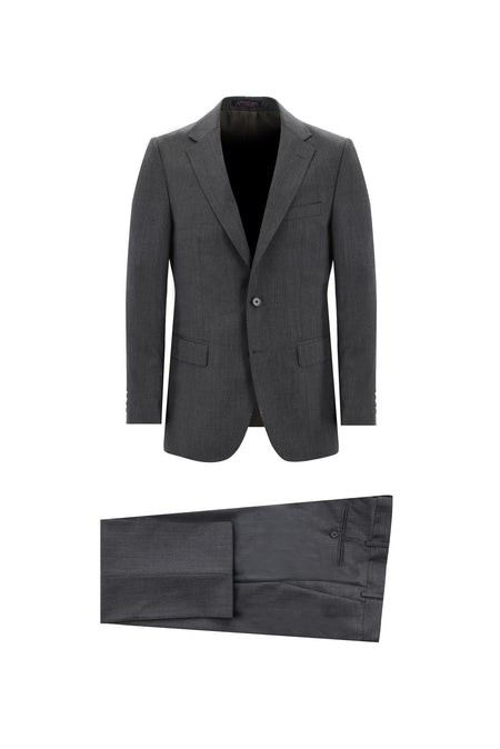 Açık Antrasit Slim Fit Dar Kesim Yünlü Klasik Takım Elbise