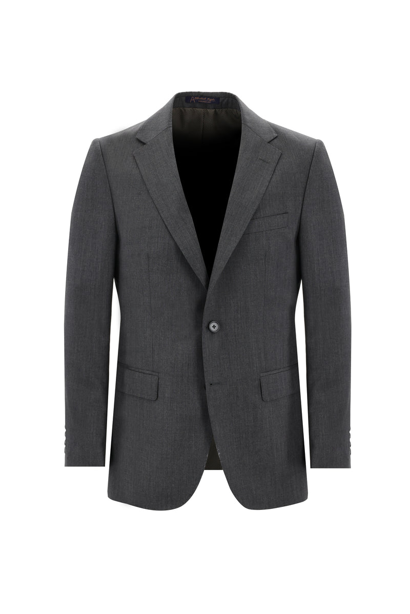 Açık Antrasit Slim Fit Dar Kesim Yünlü Klasik Takım Elbise