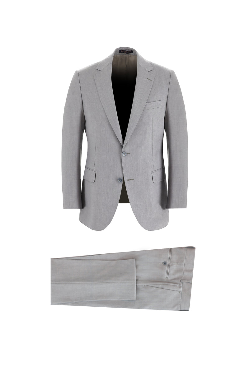 Açık Gri Regular Fit Yünlü Klasik Takım Elbise