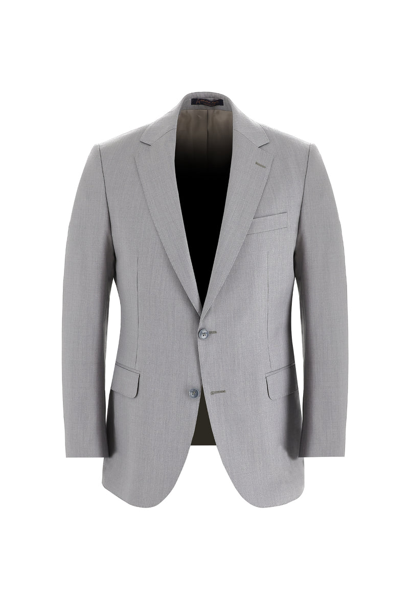 Açık Gri Regular Fit Yünlü Klasik Takım Elbise