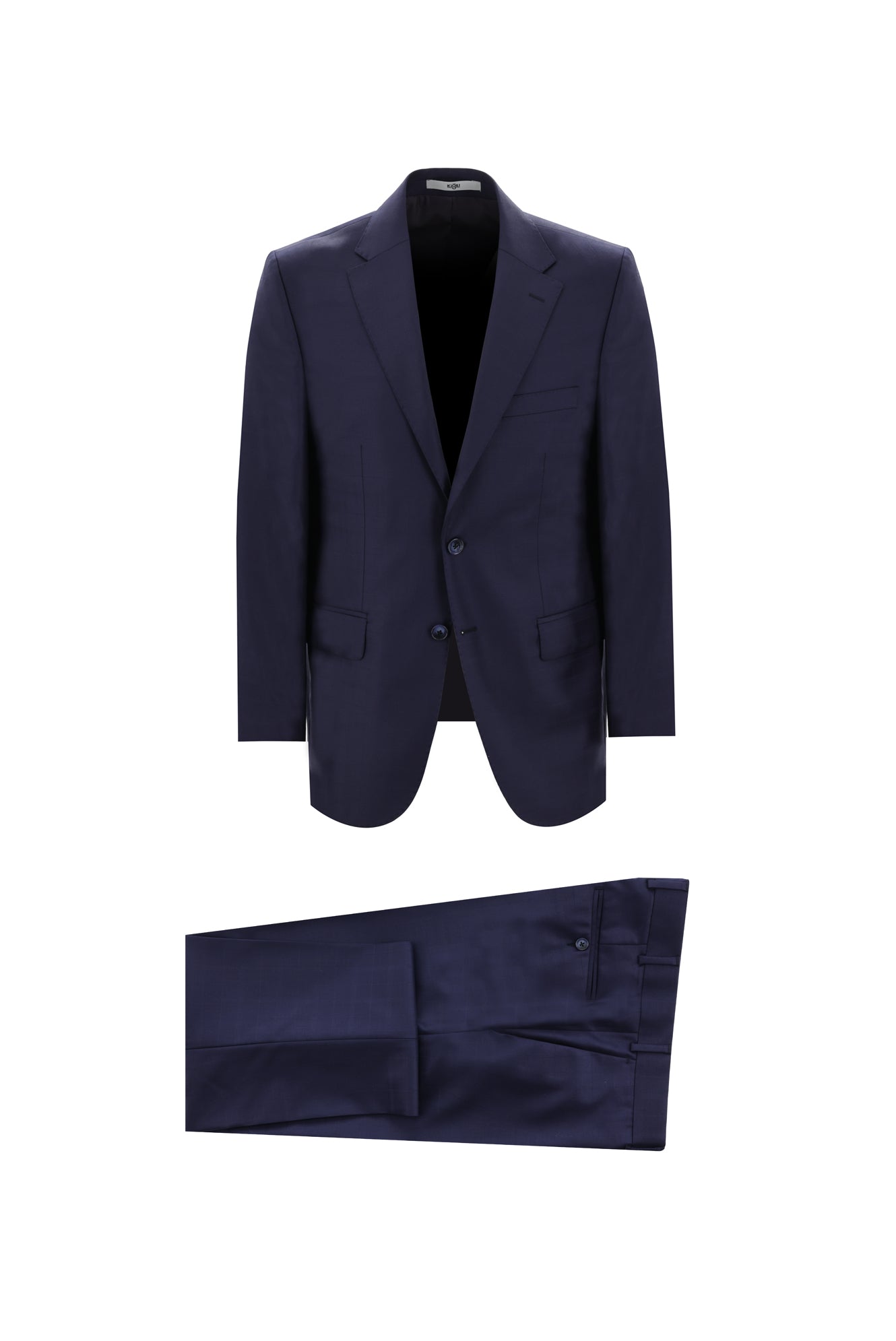 Orta Lacivert Relaxed Fit Rahat Kesim Yünlü Klasik Desenli Takım Elbise