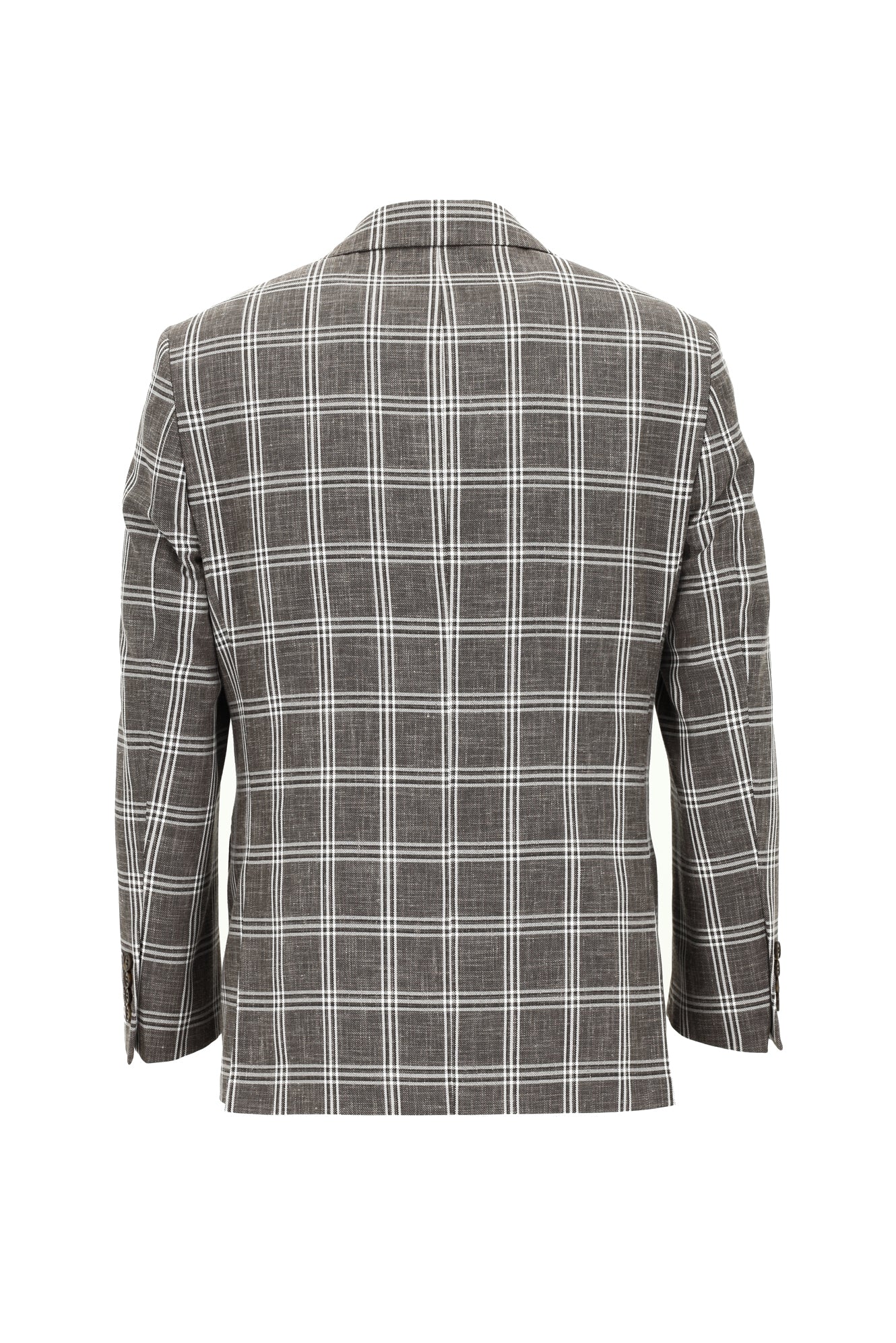 Acı Kahve Relaxed Fit Rahat Kesim Kombinli Yelekli Ekose Keten Takım Elbise