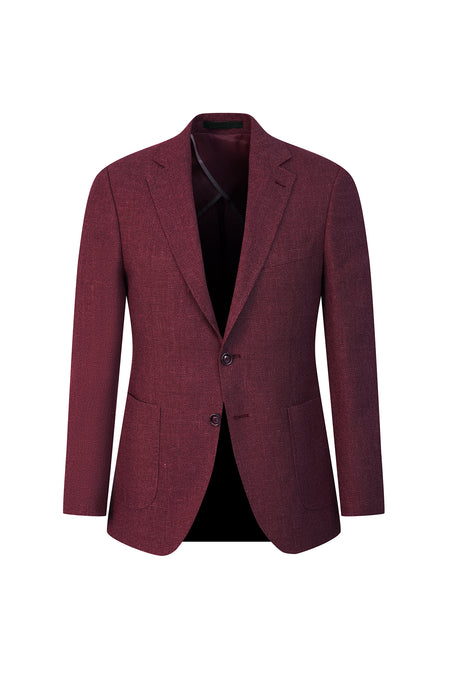 Koyu Bordo Regular Fit Yünlü Kuşgözü Ceket