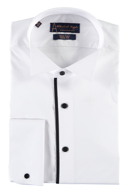 Beyaz Ata Yaka Slim Fit Dar Kesim Pamuk Gömlek