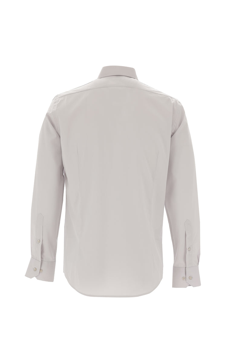 Açık Gri Uzun Kol Slim Fit Dar Kesim Klasik Pamuklu Bambu Pamuklu Gömlek